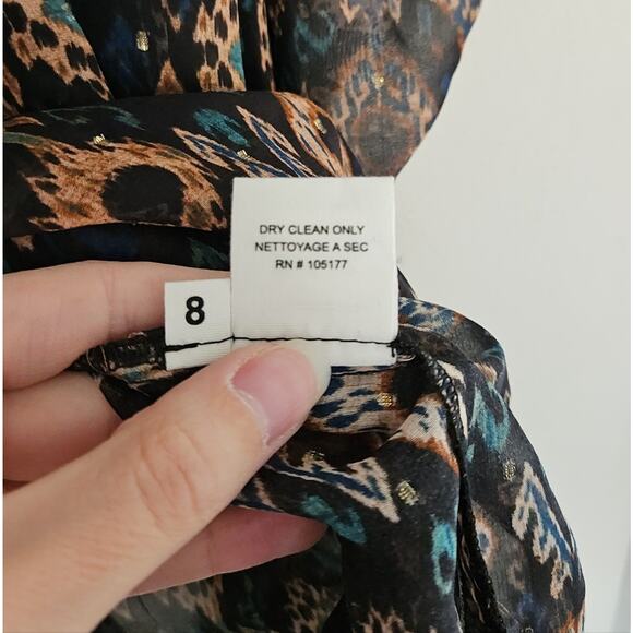 Ulla Johnson Black Onyx Metallic Ada Silk Blouse Size 8 - Picture 9 of 13